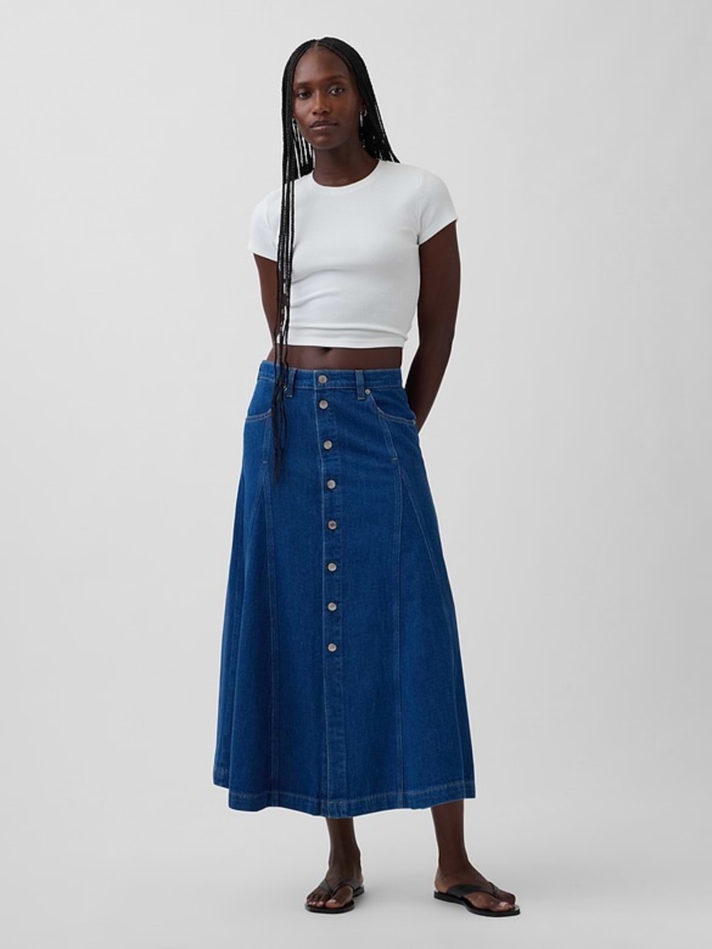 GAP Seamed Denim Button-Front Maxi Skirt Size 27/4